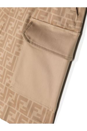 Beige stretch gabardine junior Bermudas FENDI KIDS | JMF462AQSPF1F4G